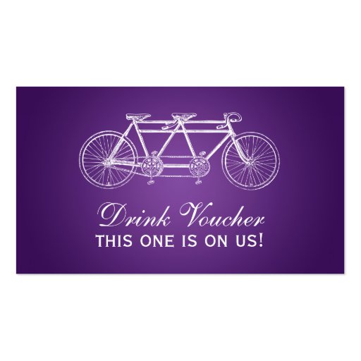Simple Drink Voucher Tandem Bike Purple Business Cards (front side)