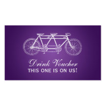Simple Drink Voucher Tandem Bike Purple Business Cards