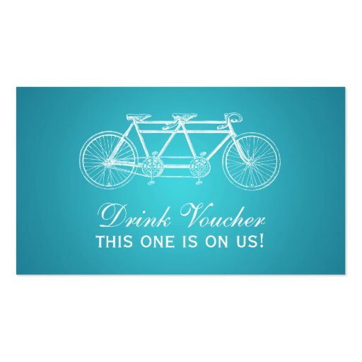 Simple Drink Voucher Tandem Bike Turquoise Business Card Template (front side)