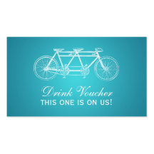 Simple Drink Voucher Tandem Bike Turquoise Business Card Template