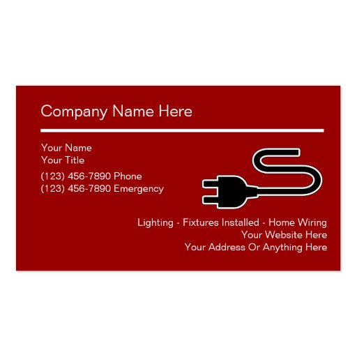 Simple Electrician Business Cards