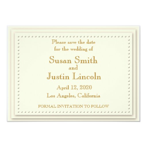 Simple Elegance Cream Save The Date Card