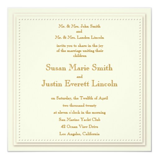 Simple Elegance Cream Square Invitation