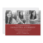 Simple Elegance Graduation Invitation - Dark Red