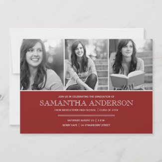 Simple Elegance Graduation Invitation - Dark Red