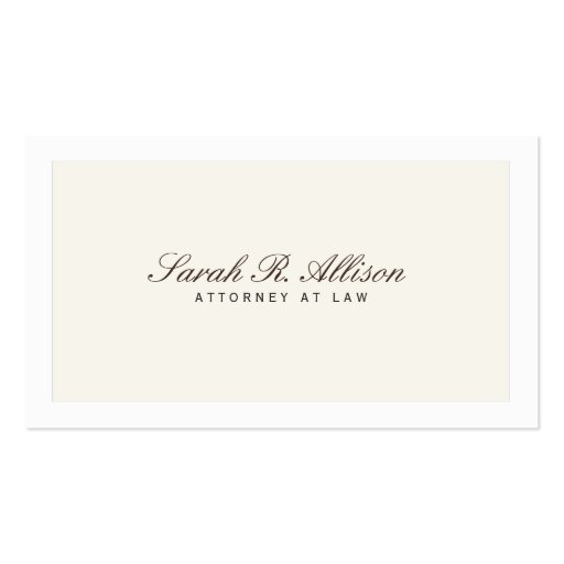 Simple Elegant Attorney Cream Business Card (front side)