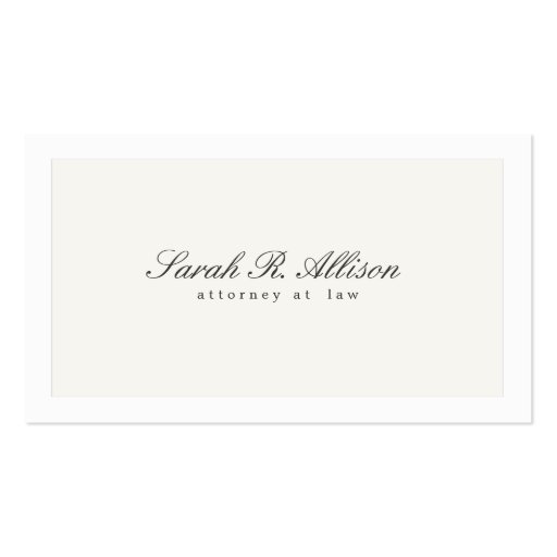 Simple Elegant Attorney Off White Business Card (front side)
