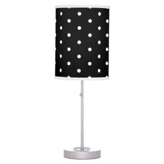 Simple Elegant Black and White Retro Polka Dots Table Lamp