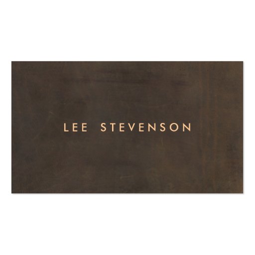 Simple Elegant Brown Leather Look Business Card (front side)