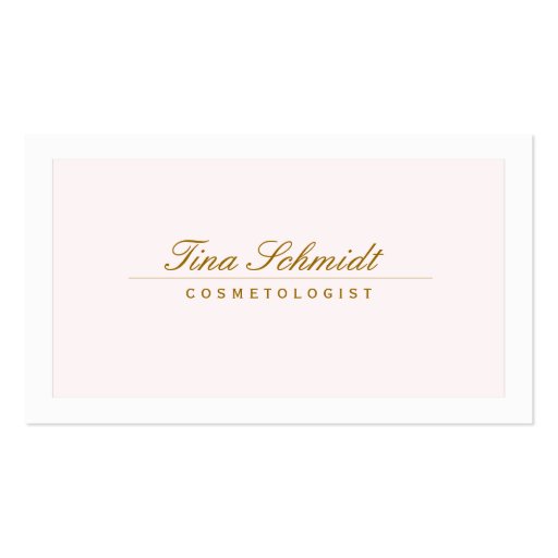 Simple Elegant Cosmetology Spa and Salon Pink 2 Business Card (front side)