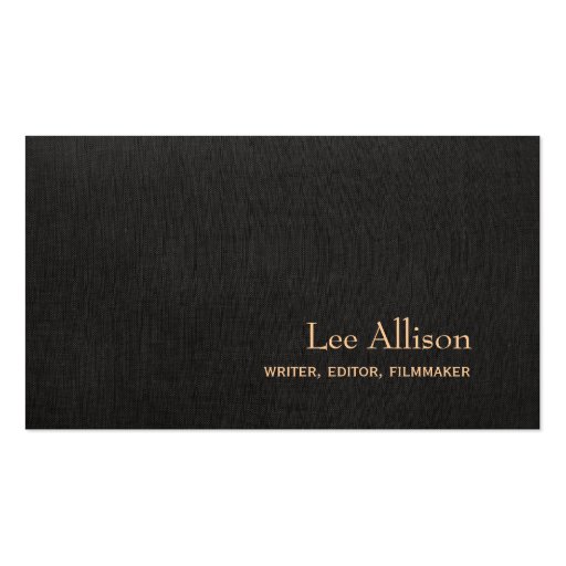 Simple Elegant Faux Black Linen Professional Business Cards (front side)