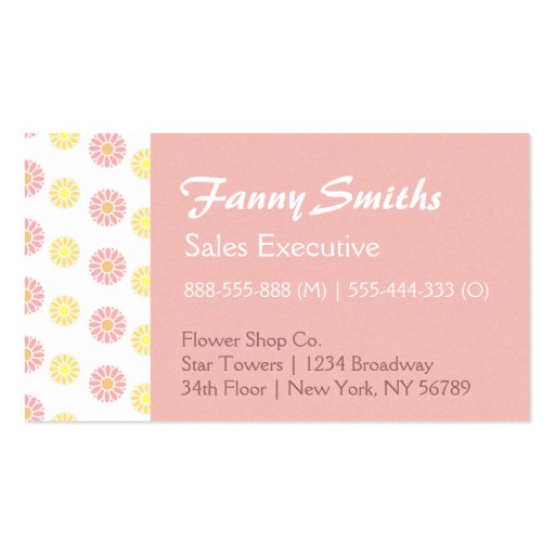 Simple, Elegant Floral Pattern Business Cards (front side)
