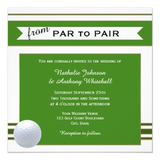 Simple Elegant Golf Theme Wedding Invitation 5.25" Square Invitation Card