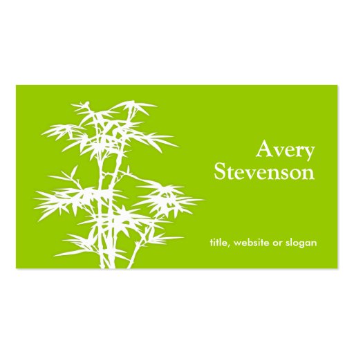 Simple Elegant Green Bamboo Nature Health Spa Business Cards (front side)