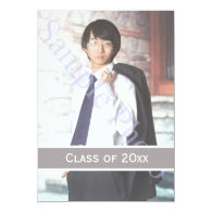 Simple, elegant grey graduation photo invitations.