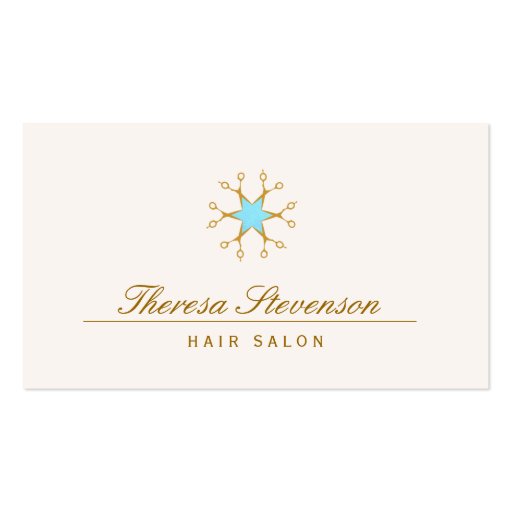 Simple Elegant Hair Stylist Salon Scissors Logo Business Cards (front side)