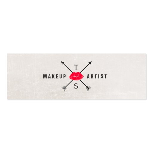 Simple Elegant Makeup Artist Red Kissing Lips Business Card Templates (front side)