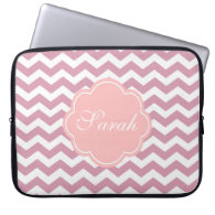 simple, elegant, modern pink chevron zigzag laptop computer sleeve