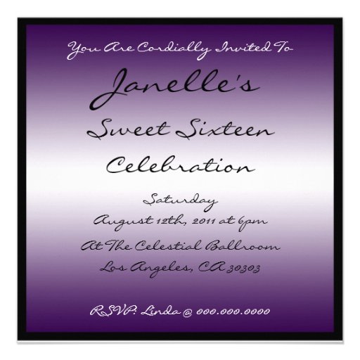 SImple Elegant Sweet 16 Invite (Purple)