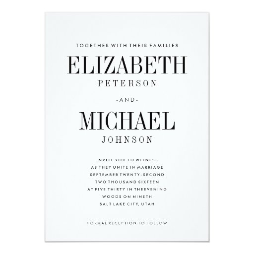 Simple Elegant Type Wedding Invitation Template | Zazzle