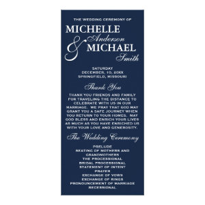 Simple Elegant Wedding Program Customized Rack Card