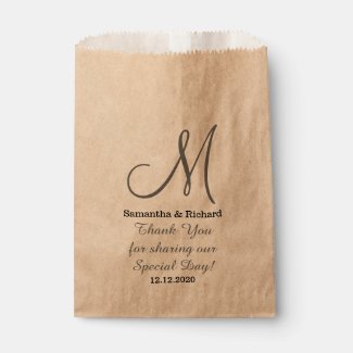 Simple Elegant Wedding Thank you Monogrammed Favor Bags