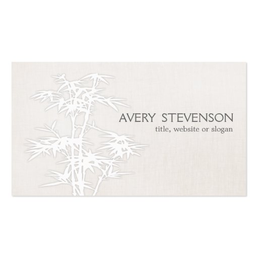 Simple Elegant White Bamboo Nature Health Spa Business Card Templates (front side)