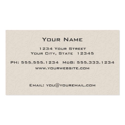 Simple Embossed Floral Border Business Card (back side)