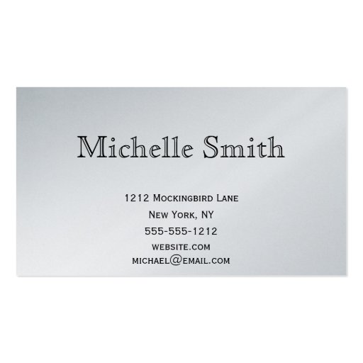 Simple Executive Silver Platinum Plain Business Business Card Templates (front side)