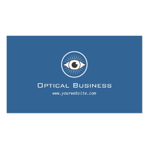 Simple Eye Icon Vintage Blue Optical Business Card (front side)