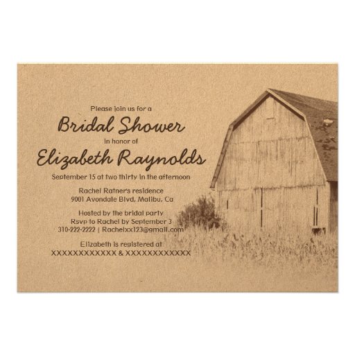 Simple Farm Bridal Shower Invitations