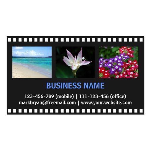 Simple Film Strip Background for Photographer Business Card (back side)