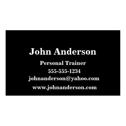 Simple Fitness Personal Trainer Business Card (back side)