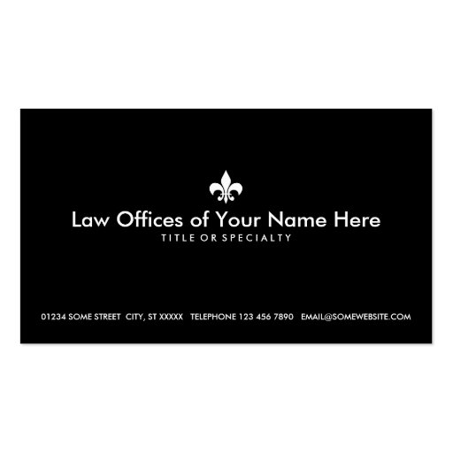 simple fleur de lys law office business cards (front side)