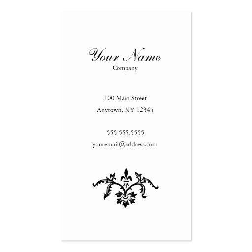 Simple Floral Black & White Business Card Portrait (front side)