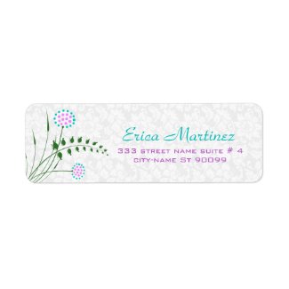 Simple Floral Design-White Blue-Pink Accent Return Address Label