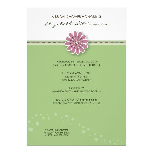 Simple Flower Bridal Shower Invitation (mint) (front side)
