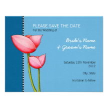 Simple Flowers blue 1 Save the Date Announcement