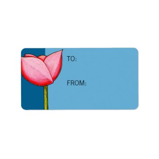 Simple Flowers blue Gift Tag label
