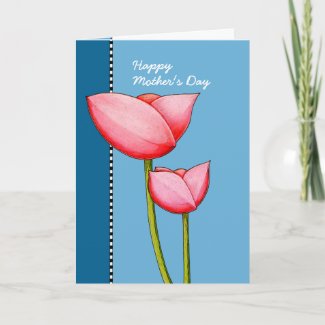 Simple Flowers blue Mother's Day Card zazzle_card