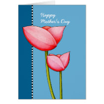 Simple Flowers blue Mother's Day Card cards