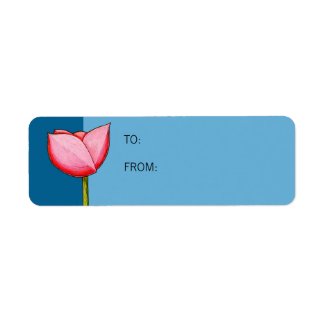 Simple Flowers blue Small Gift Tag label