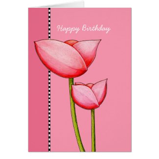 Simple Flowers pink Birthday Card card