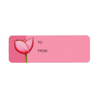 Simple Flowers pink Small Gift Tag label