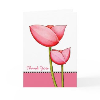 Simple Flowers pink Thank You Card card