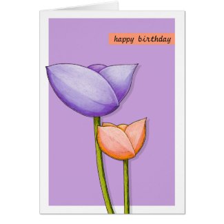 Simple Flowers purple orange Birthday Card card