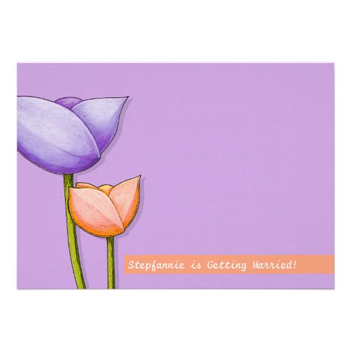Simple Flowers purple orange Bridal Shower Invite