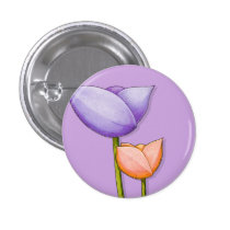 Simple Flowers purple orange Button buttons