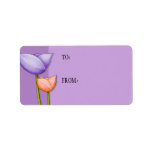 Simple Flowers purple orange Gift Tag Address Label