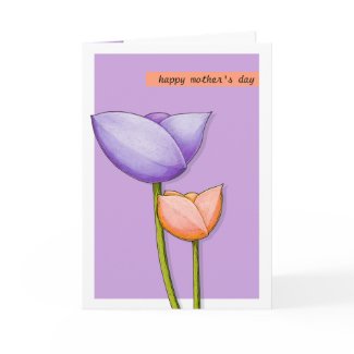 Simple Flowers purple orange Mothers Day Card card
